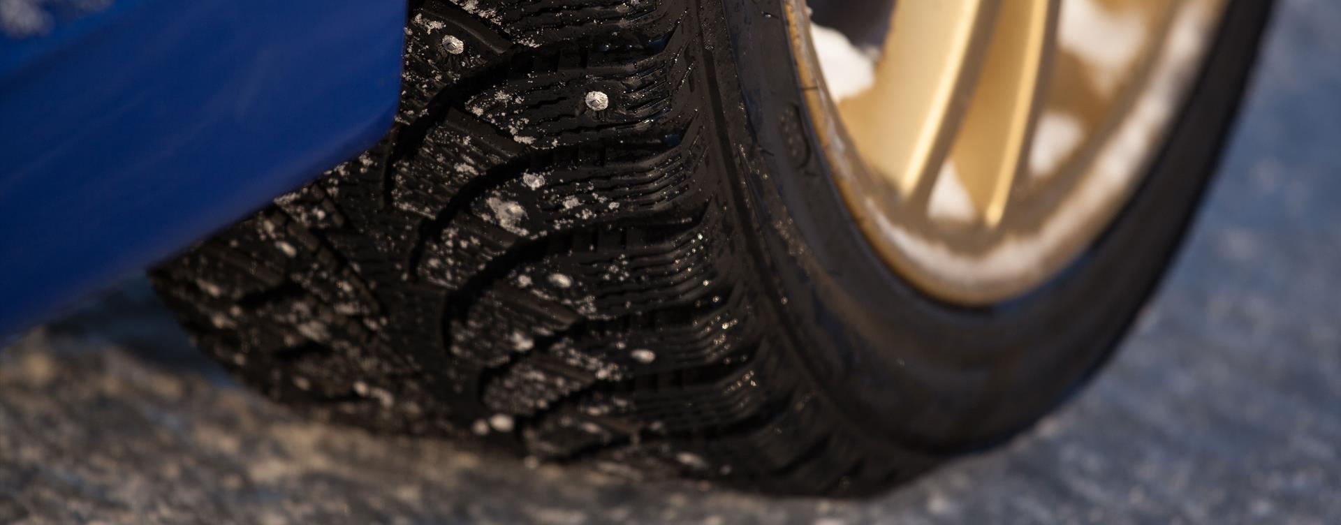 close up of used Subaru car tire