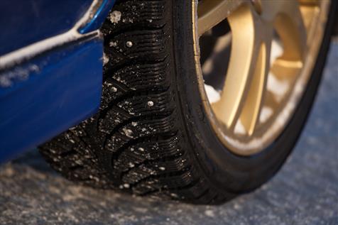 close up of used Subaru car tire